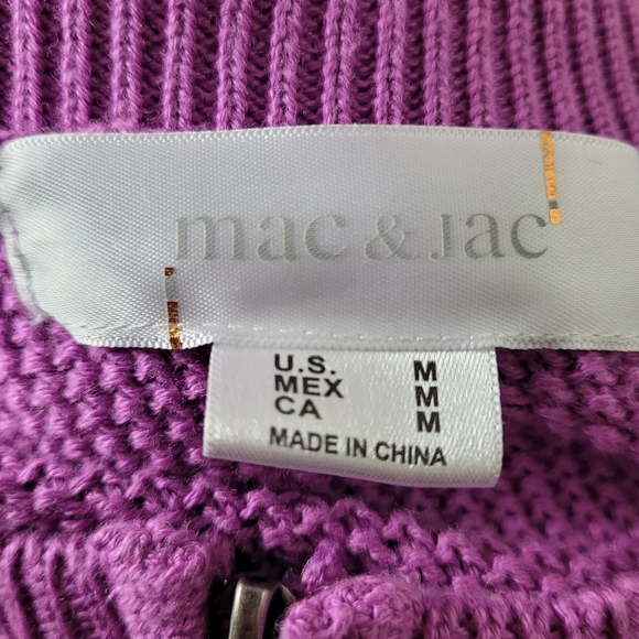 MAC & JAC Sweater Cardigan Zip Up Knit Purple - Picture 10 of 11